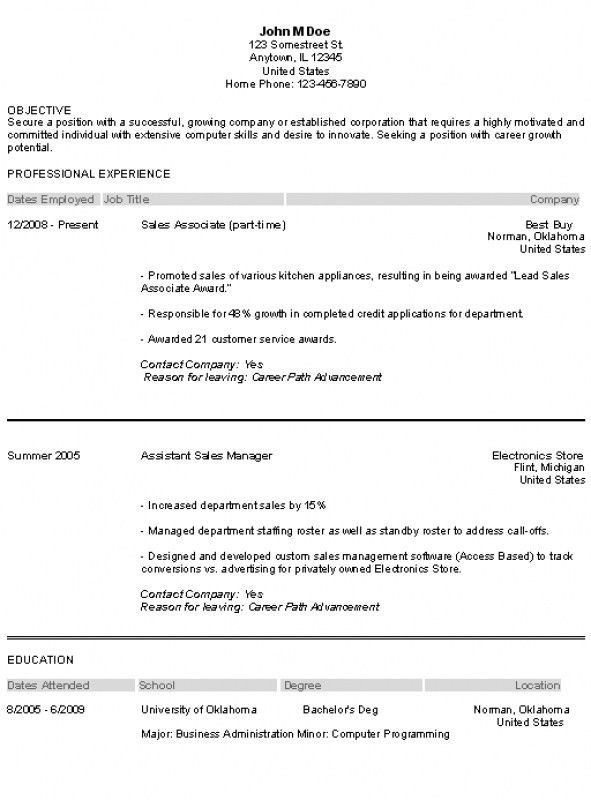 entry level resume summary