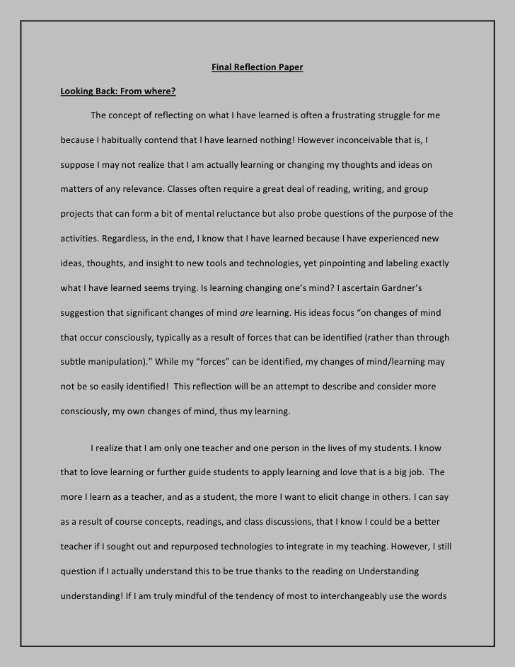 reflective essay self assessment