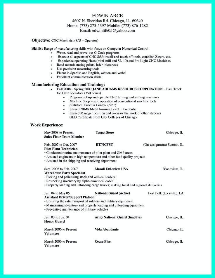 maintenance resume objective statement