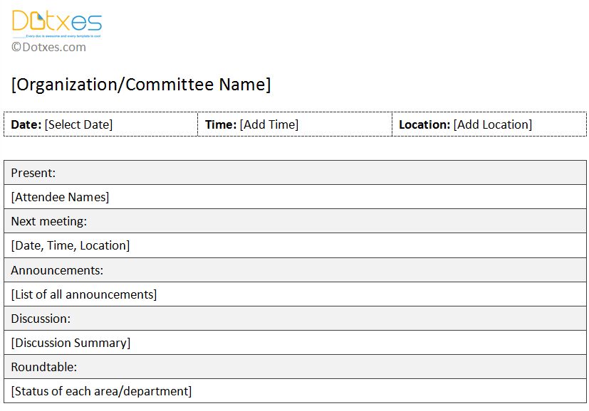 meeting minutes examples word