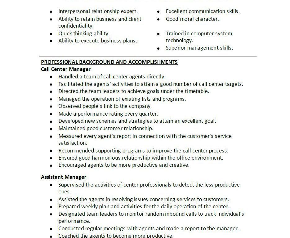 call center supervisor resumes