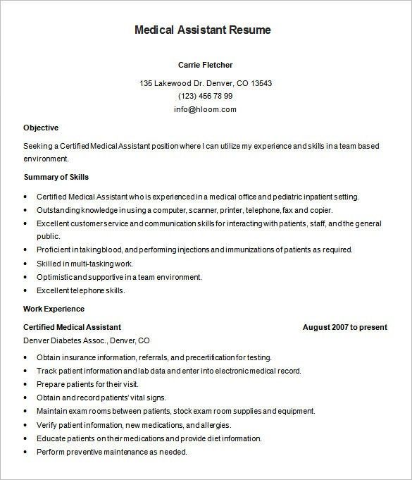 certified medical assistant resume examples