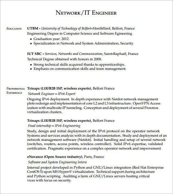 wireless network engineer resumes