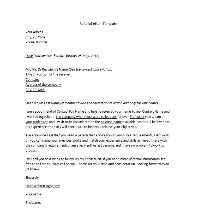 sample referral letter