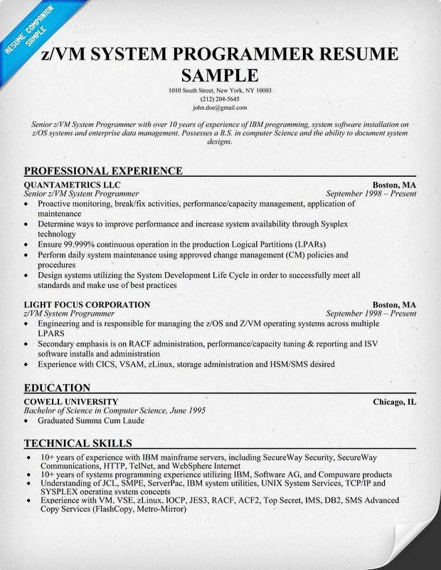 mainframe resume