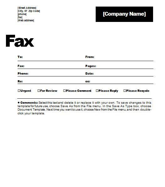 sample fax cover sheet word
