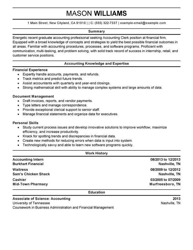 clerical sample resume