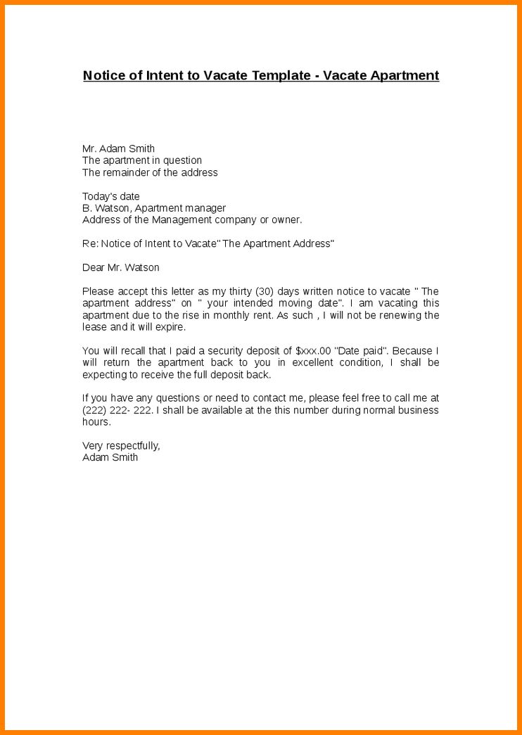 notice to vacate apartment templates