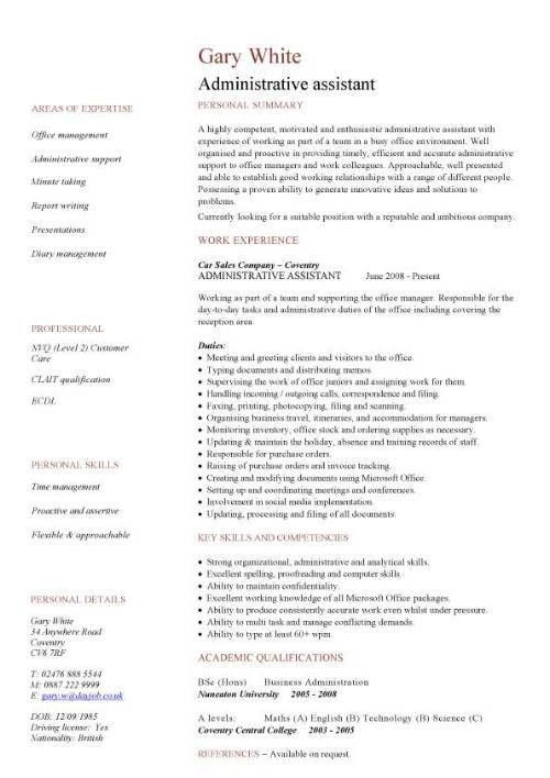 business administrator resumes