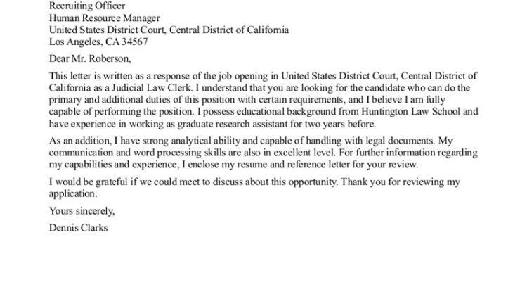 federal clerkship cover letter