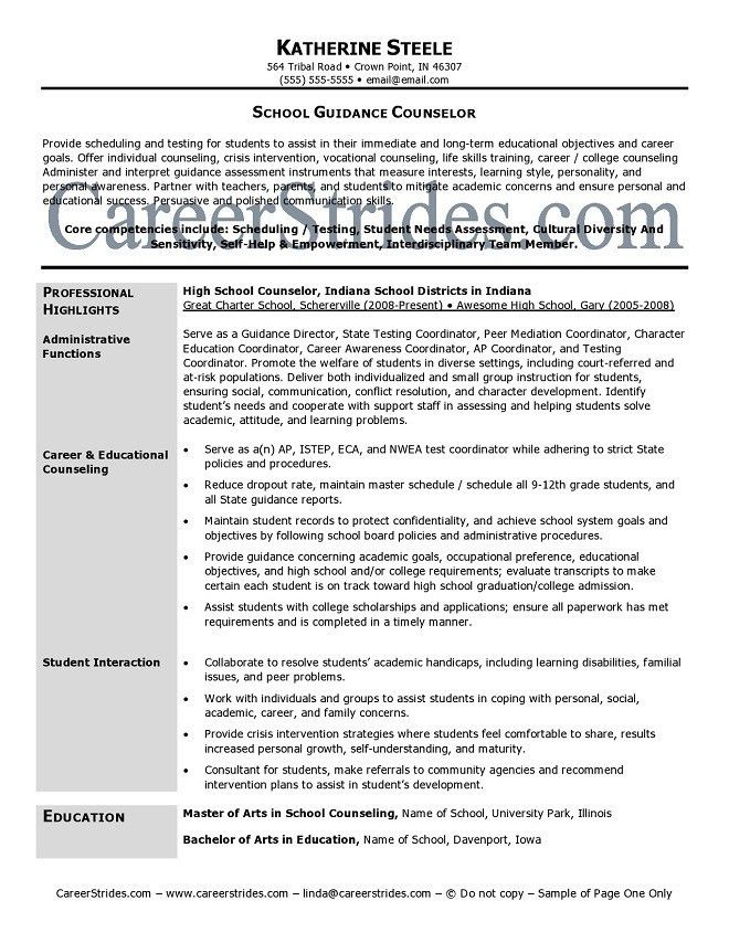 guidance counselor cover letter