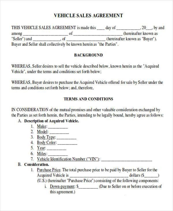 vehicle purchase agreement