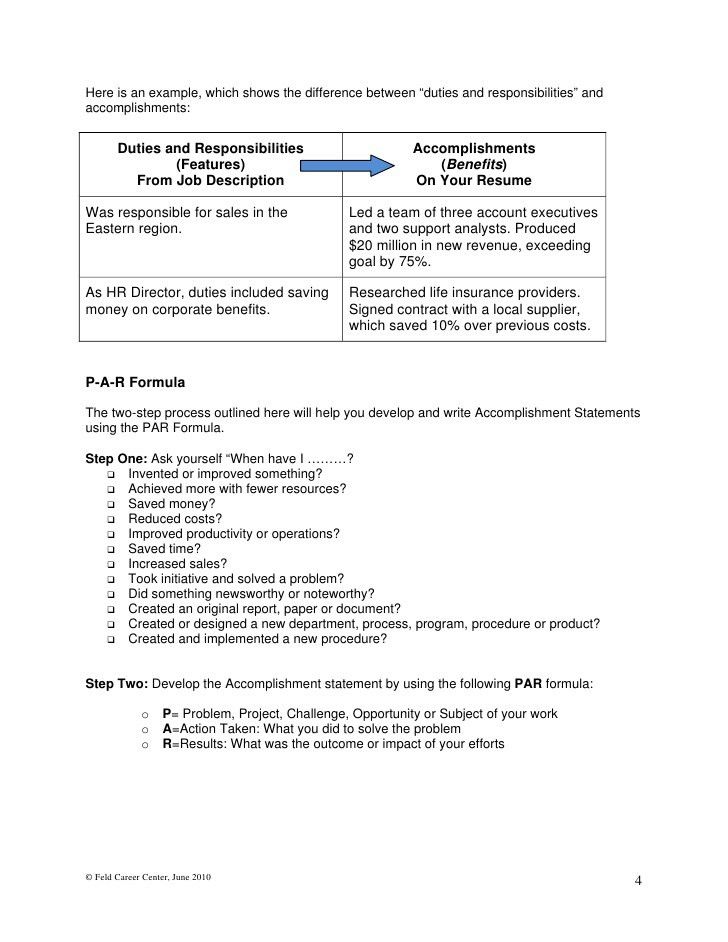 accomplishments for resumes