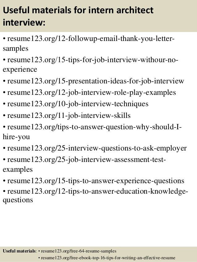 intern architect resumes