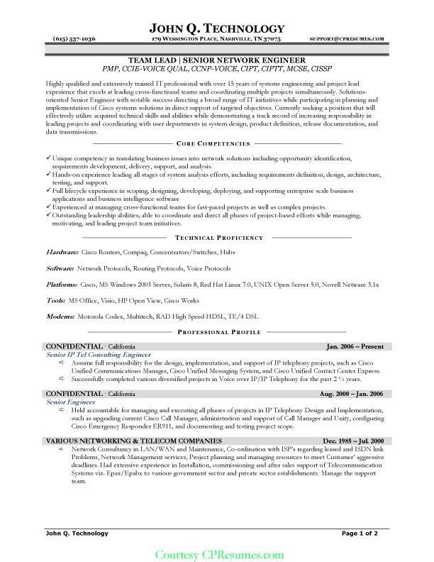 project manager example resumes