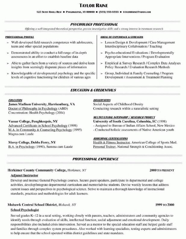 college instructor resume