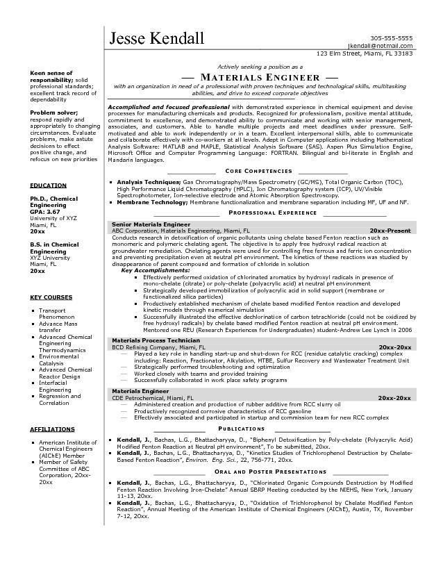 resume objective example engineering