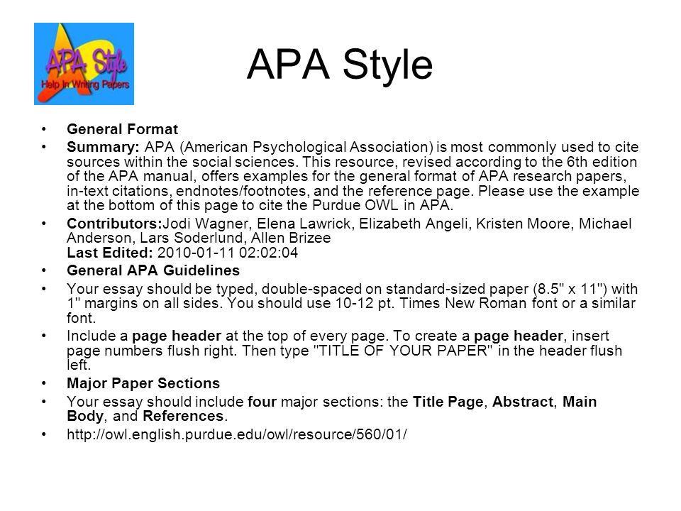 apa 6th edition essay format