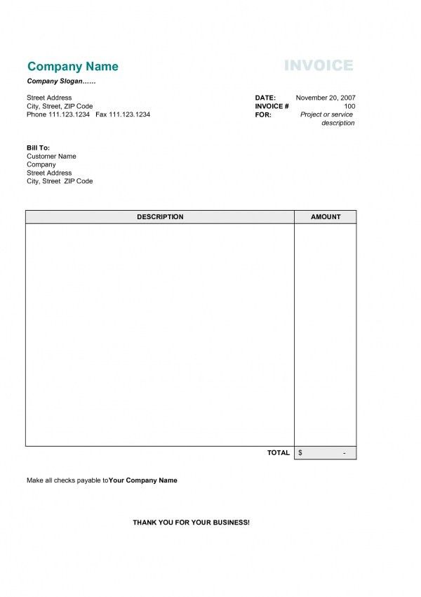example of an invoice in word