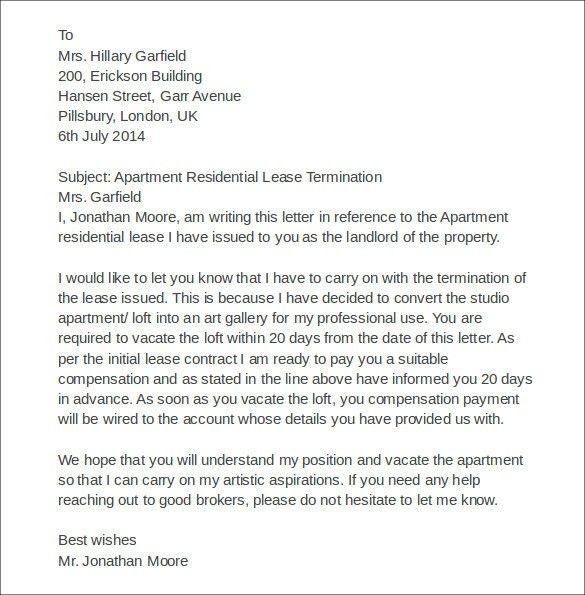 apartment termination letter