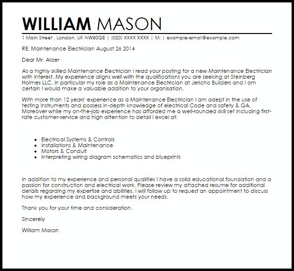cover letter for electrical apprenticeship