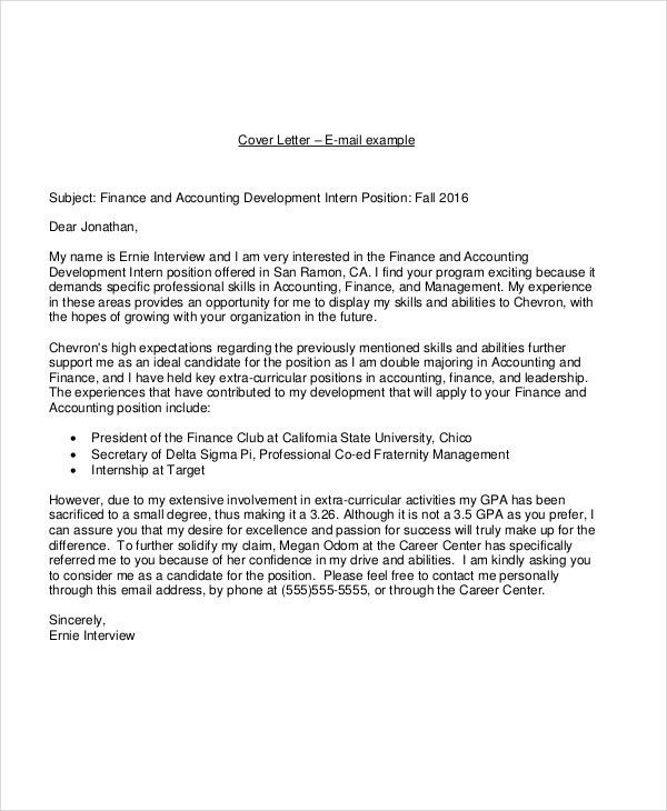cover letter for internship templates