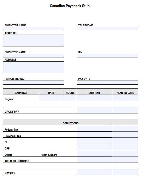 payroll check stub template