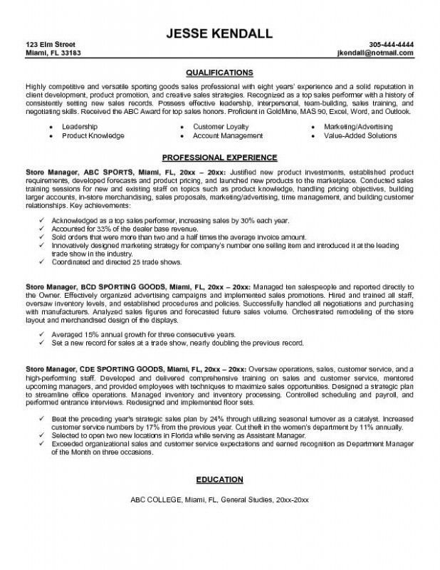 assistant store manager resume samples