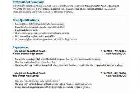 high school basketball coach resume