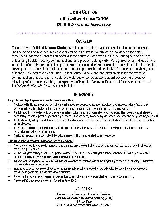 resume for college student seeking internship