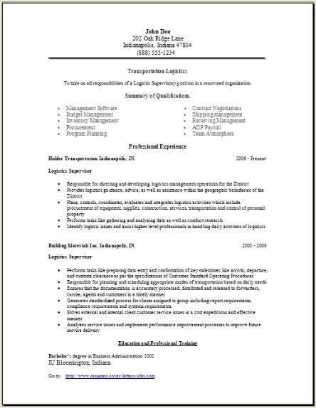 transportation resume