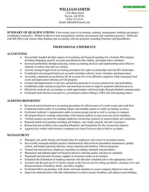 resume for accountant position