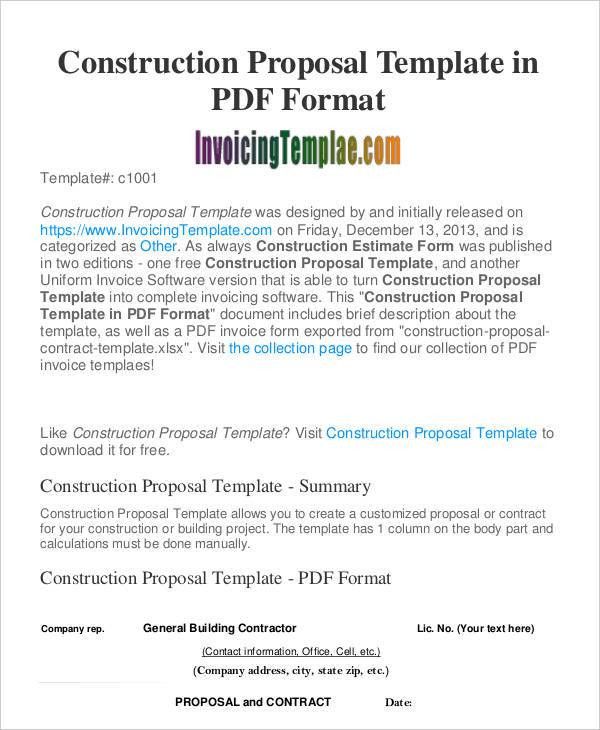 construction proposal template word