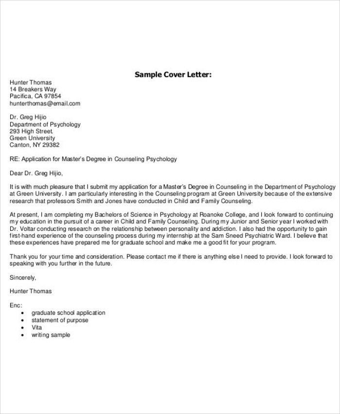 cover letter graduate school