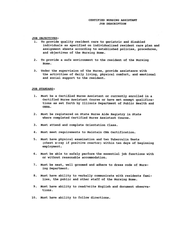 nursing home resume