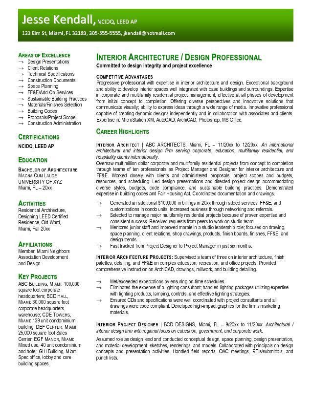 senior architect resume