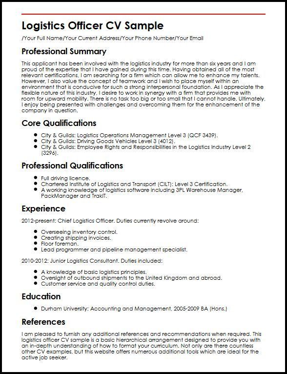 logistic advisor resume