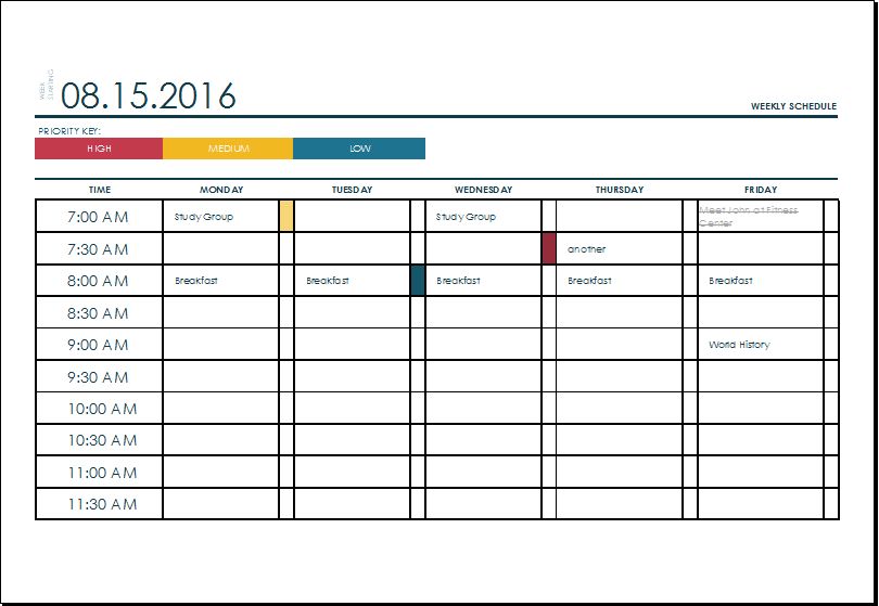 scheduler template excel