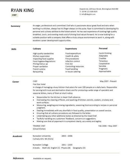 sample line cook resume