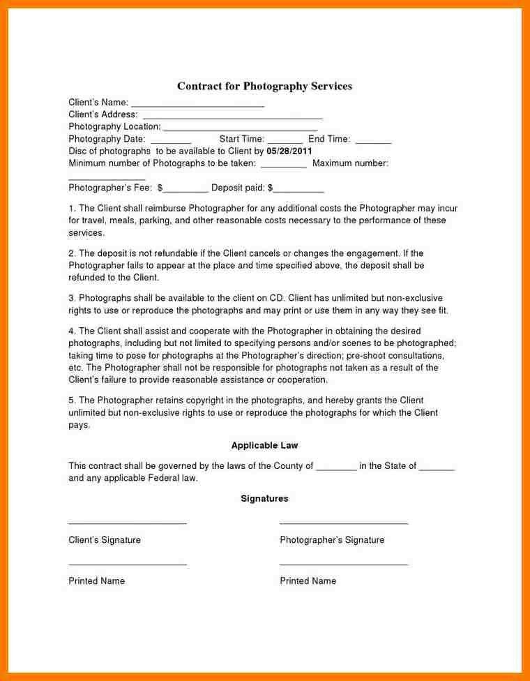 photography client contract