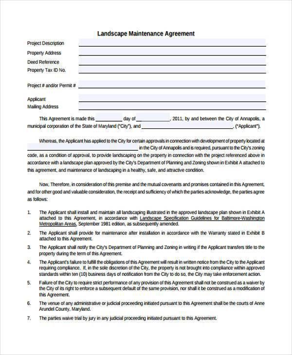 landscape contracts samples