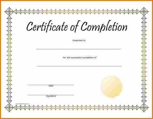 certification of completion