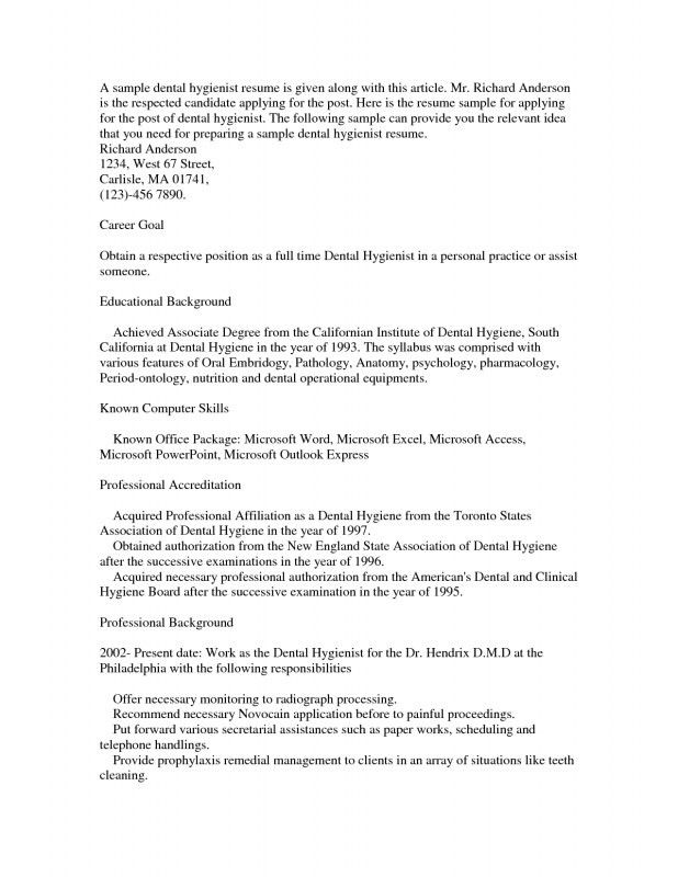 dental hygienist resume