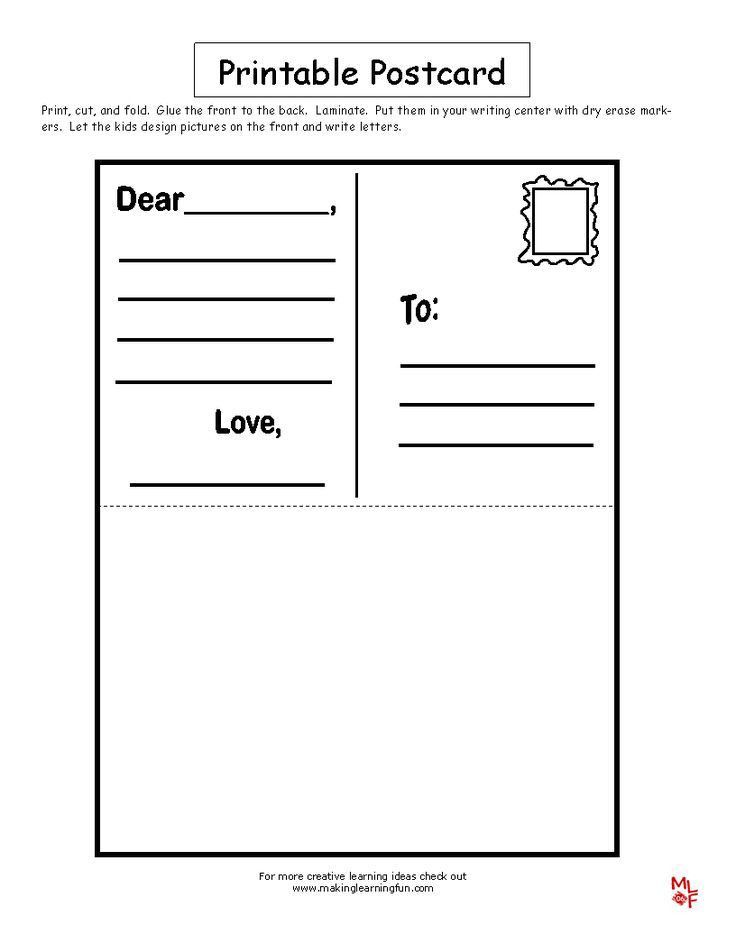 printable postcards template