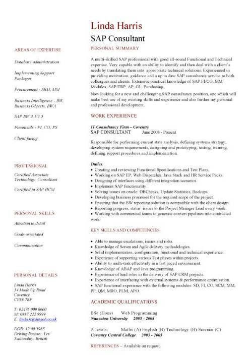 sap hr resumes