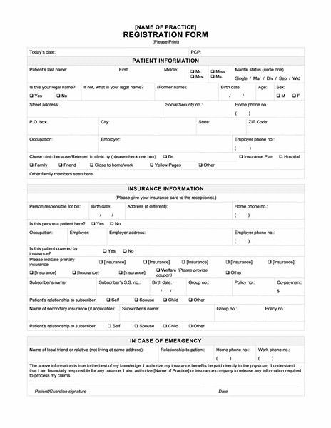 patient information form template