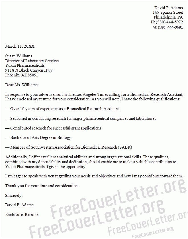 clinical research assistant cover letters