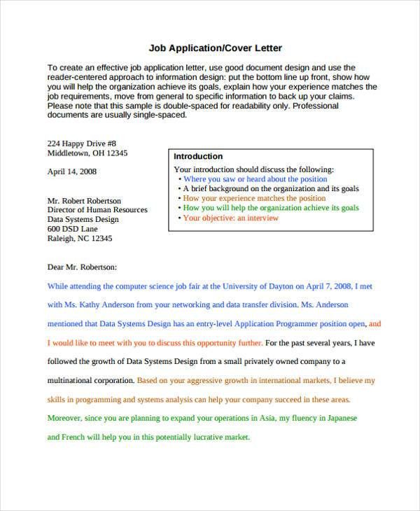 job fair cover letter