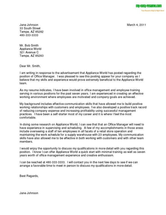 cover letter college application