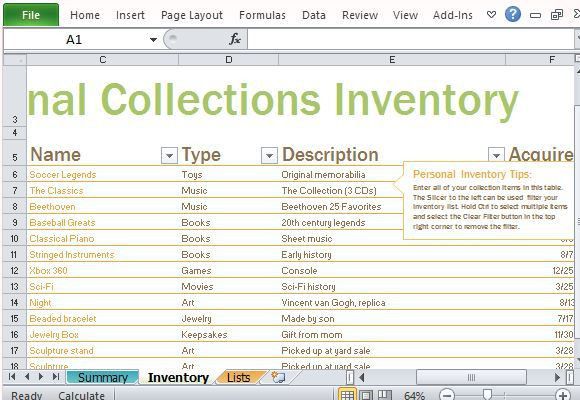 inventory list excel